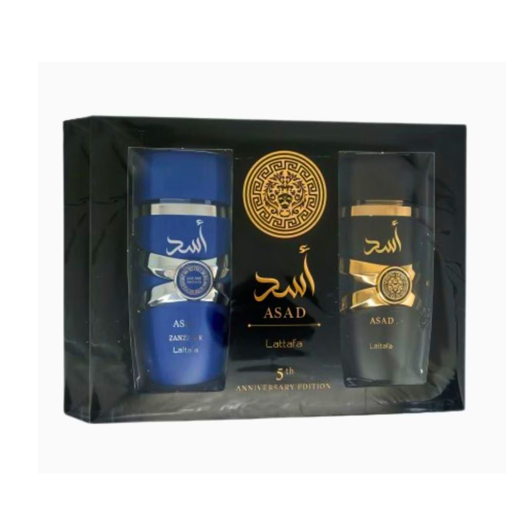 LATTAFA ESTCHE ASAD 5 TH 100 ML 2 PIEZAS (AZUL Y NEGRO) ANIVERSARY EDITION - Image 2
